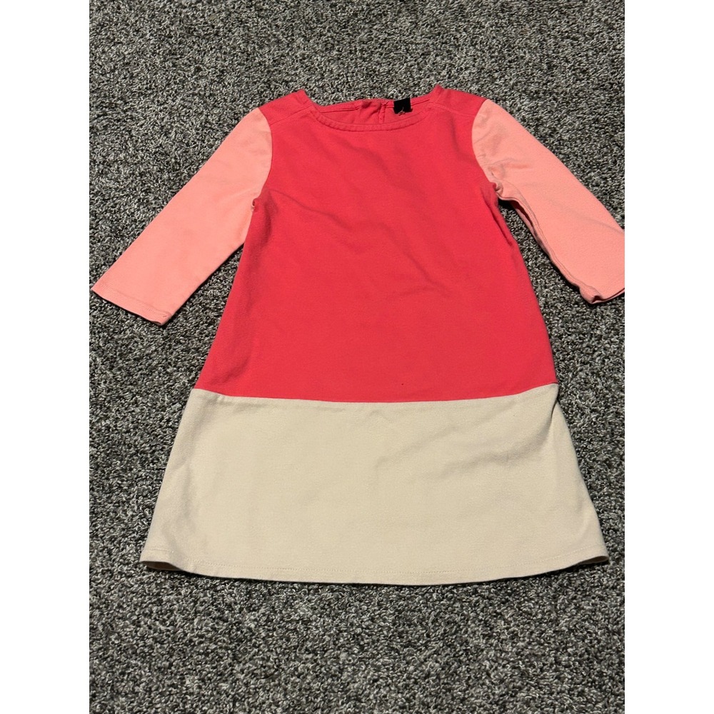 K 37 Baby Gap Toddler Girls Colorblock Long Sleeve Shift Dress Pink Coral 4 Year